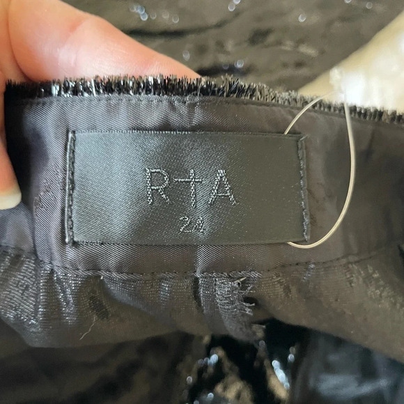 RtA Taja black fuzzy textured pants - Picture 9 of 12